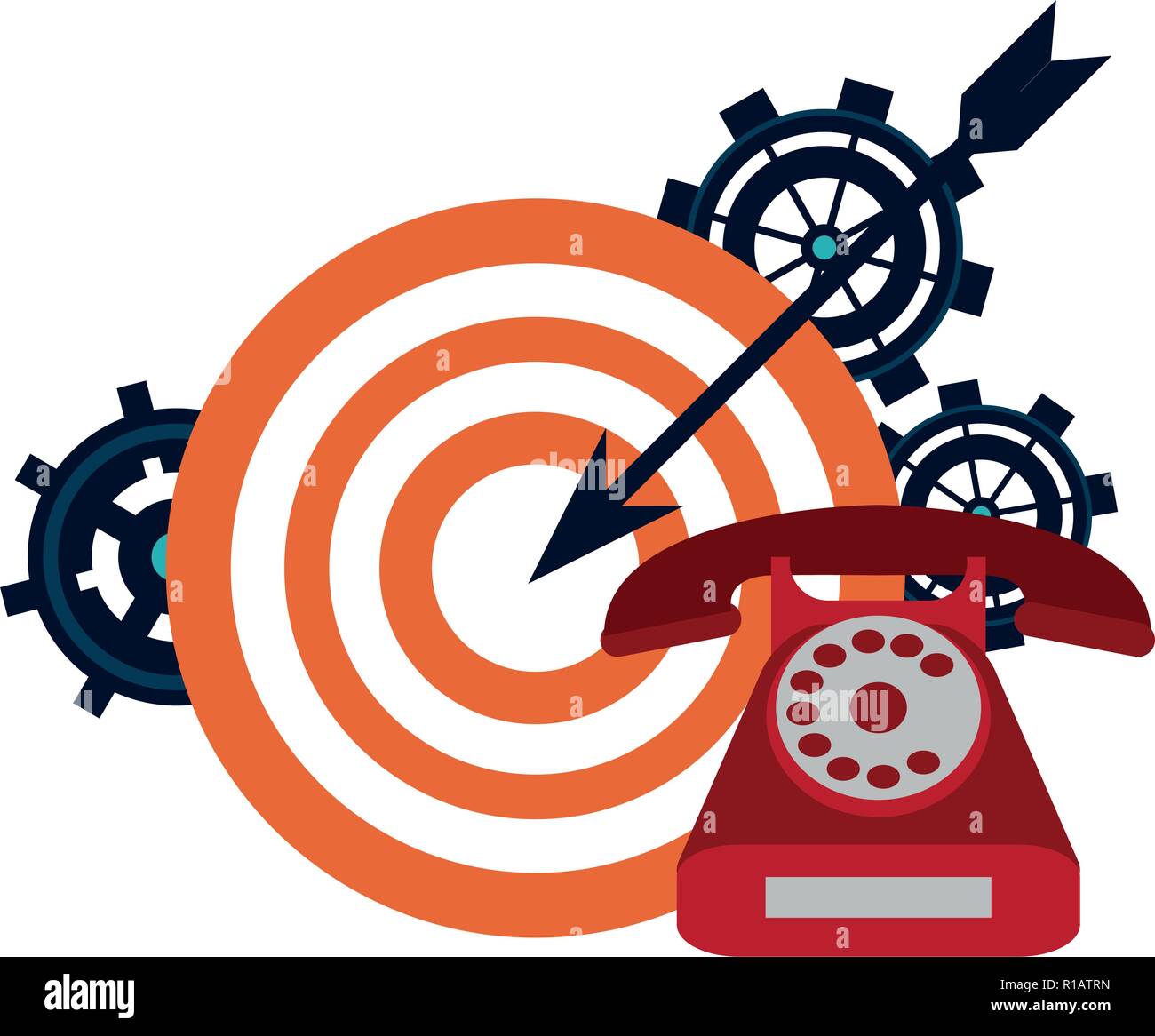 Call center and target customer service concept vector illustration