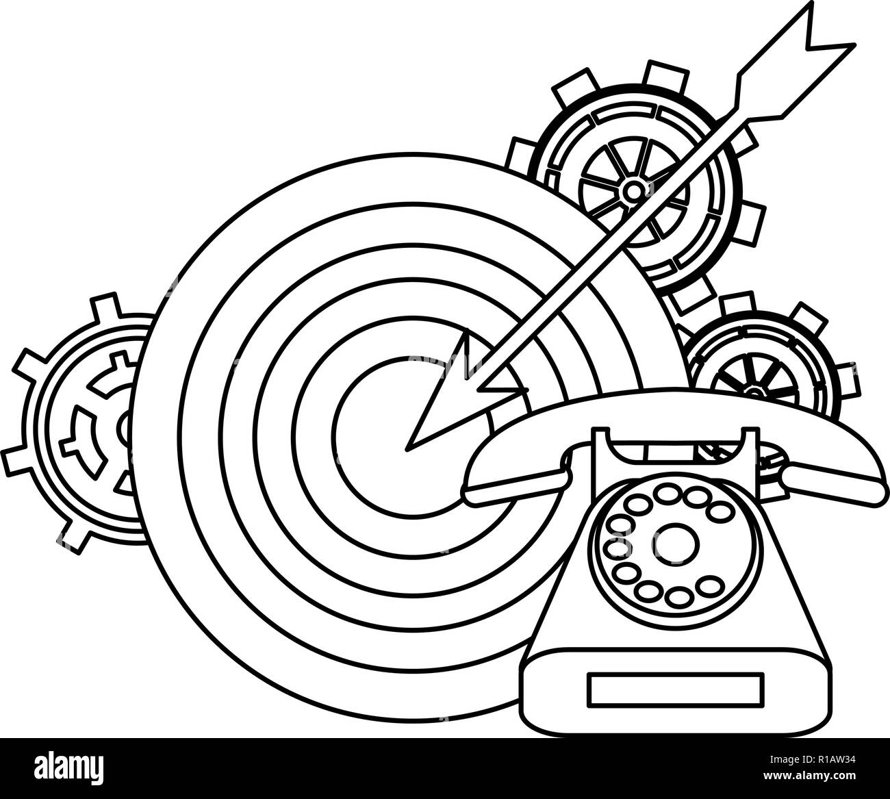 Call center and target customer service concept vector illustration