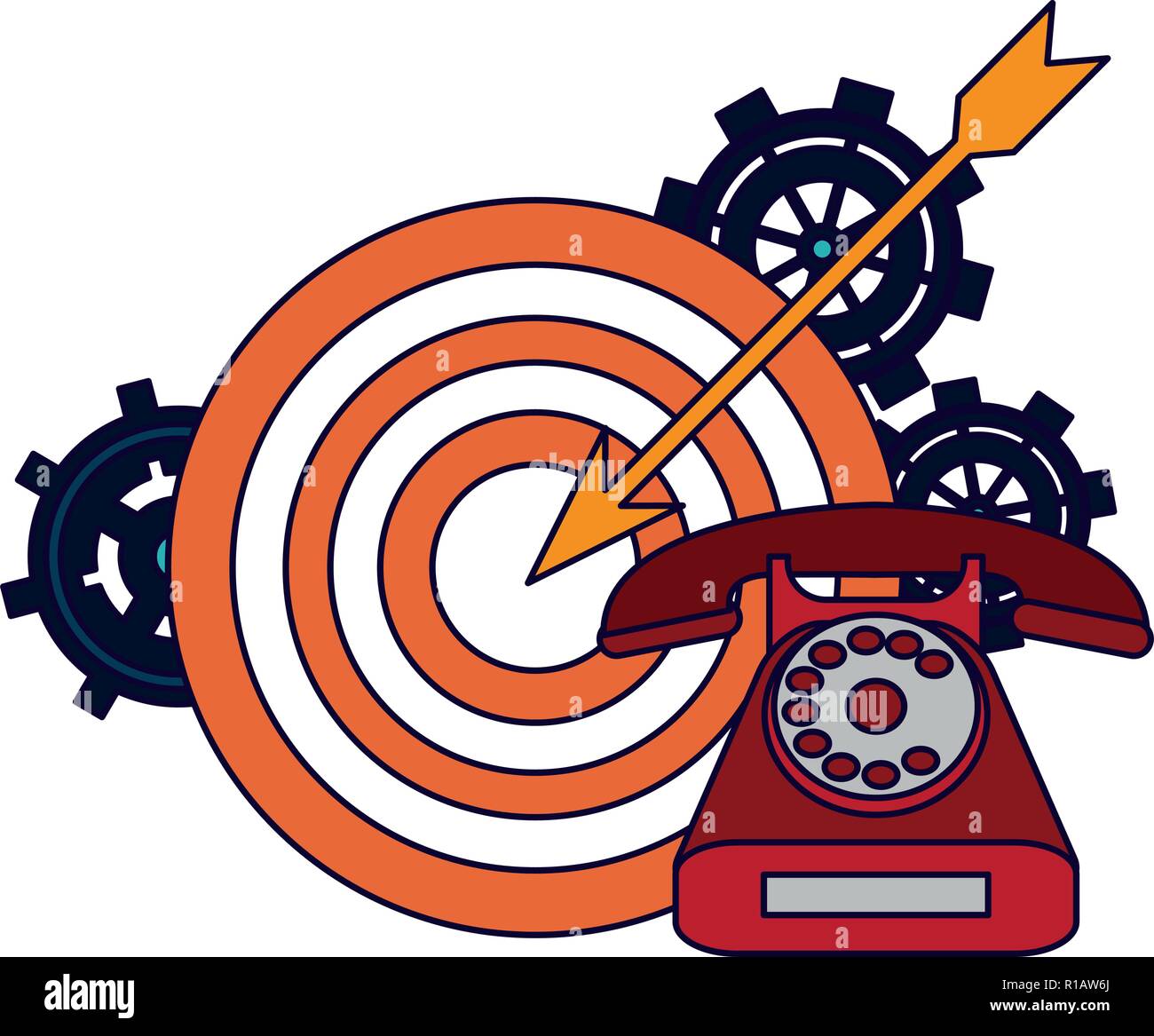 Call center and target customer service concept vector illustration
