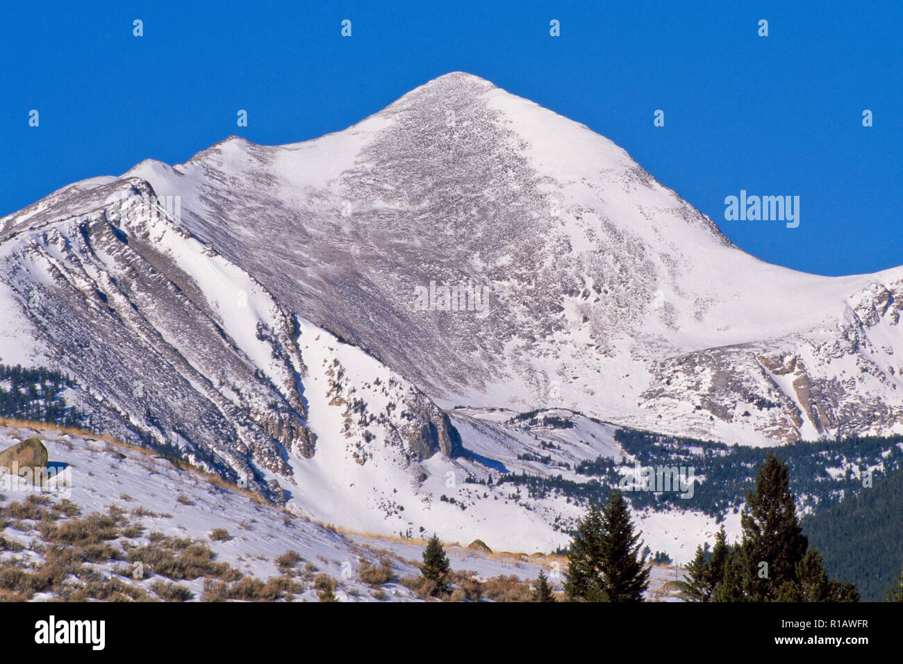 torrey mountain in the pioneer range in winter near dillon, montana