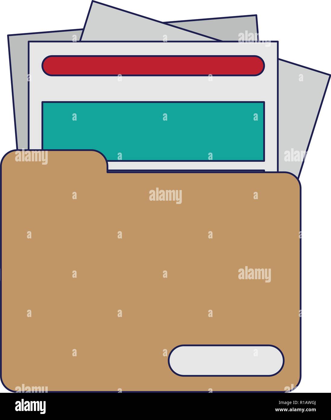 Folder with documents symbol blue lines vector illustration graphic ...