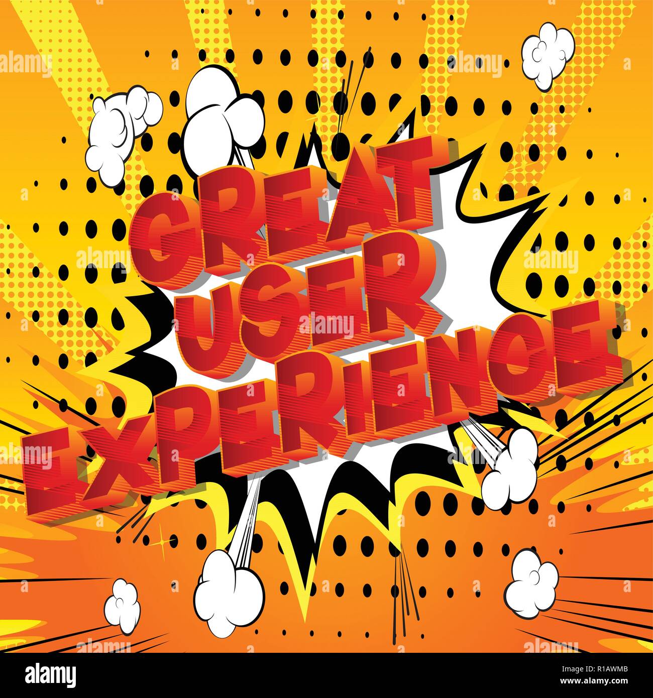 Great User Experience - Vector illustrated comic book style phrase. Stock Vector