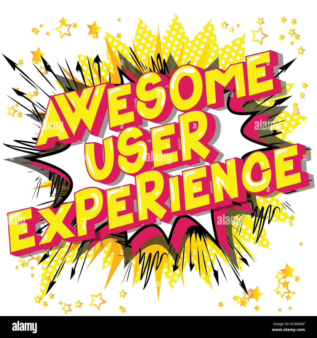 Awesome User Experience - Vector illustrated comic book style phrase. Stock Vector