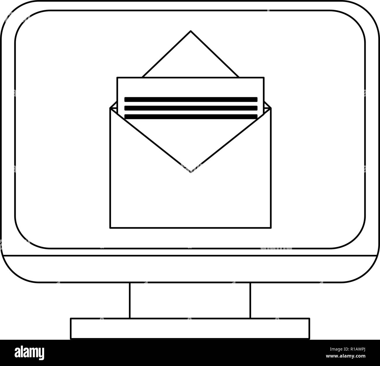 Vector Images Email Computer Email computer technology symbol in black and white vector illustration ...