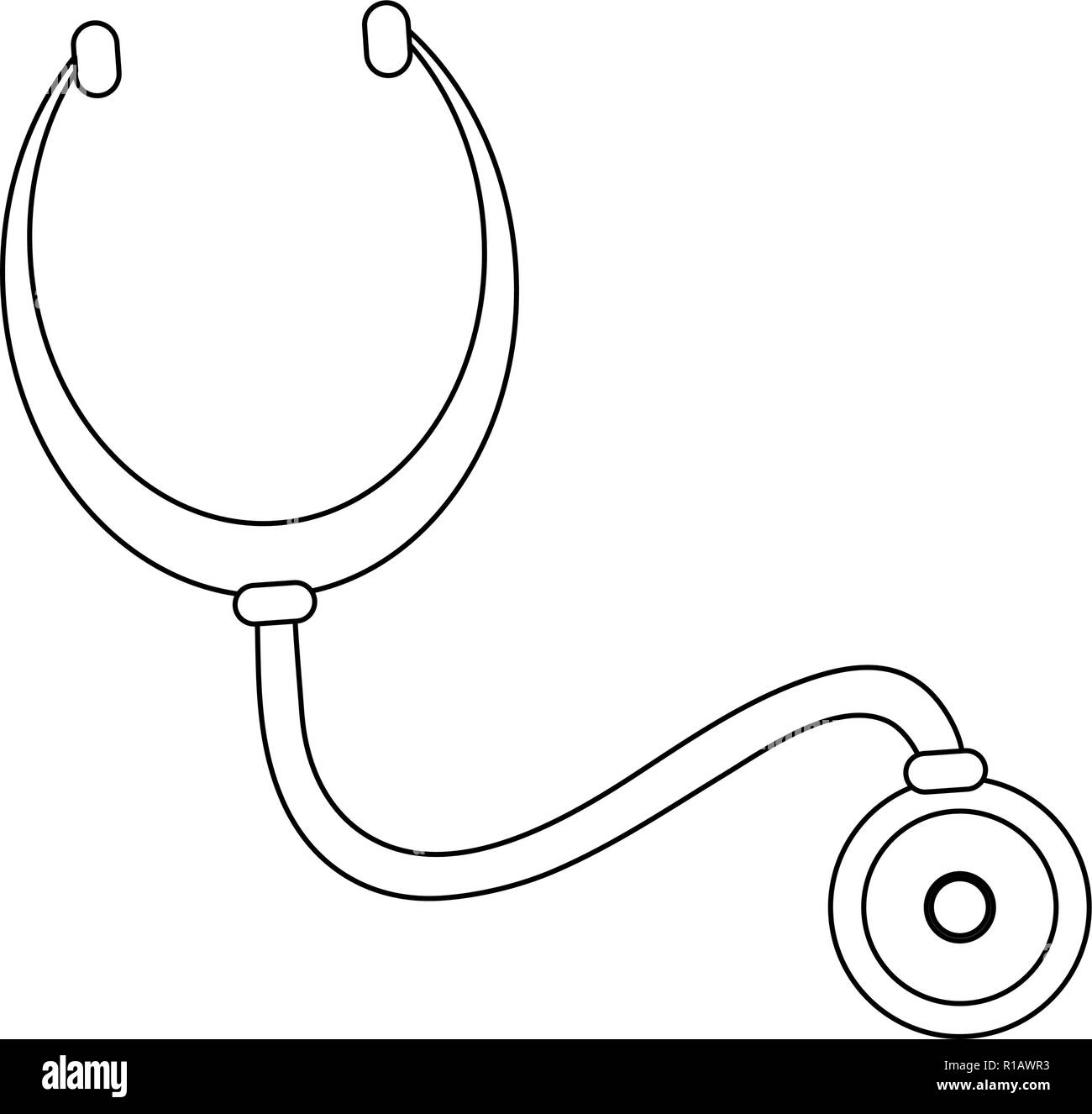 Medical stethoscope symbol isolated in black and white vector ...