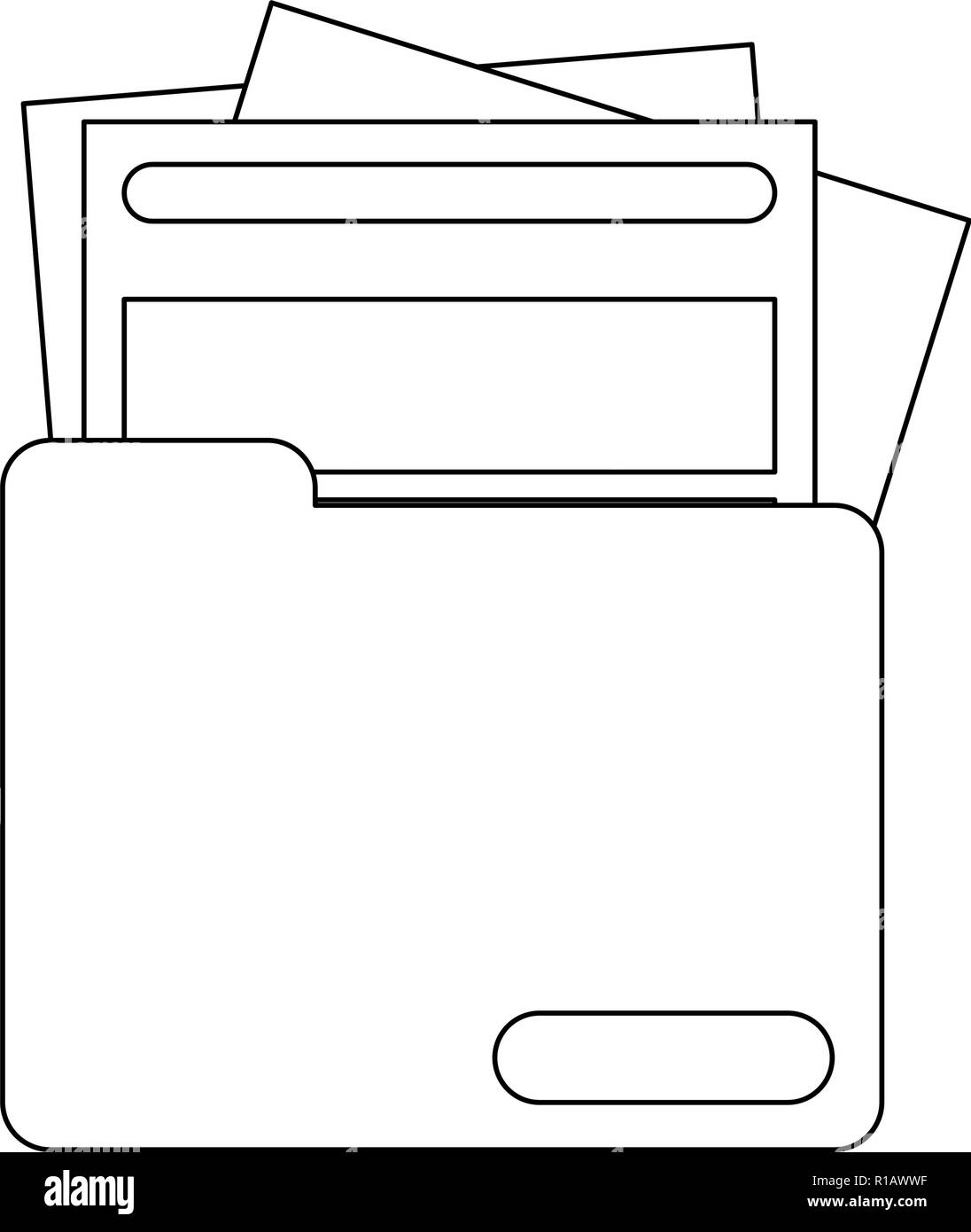 Folder with documents symbol in black and white vector illustration ...