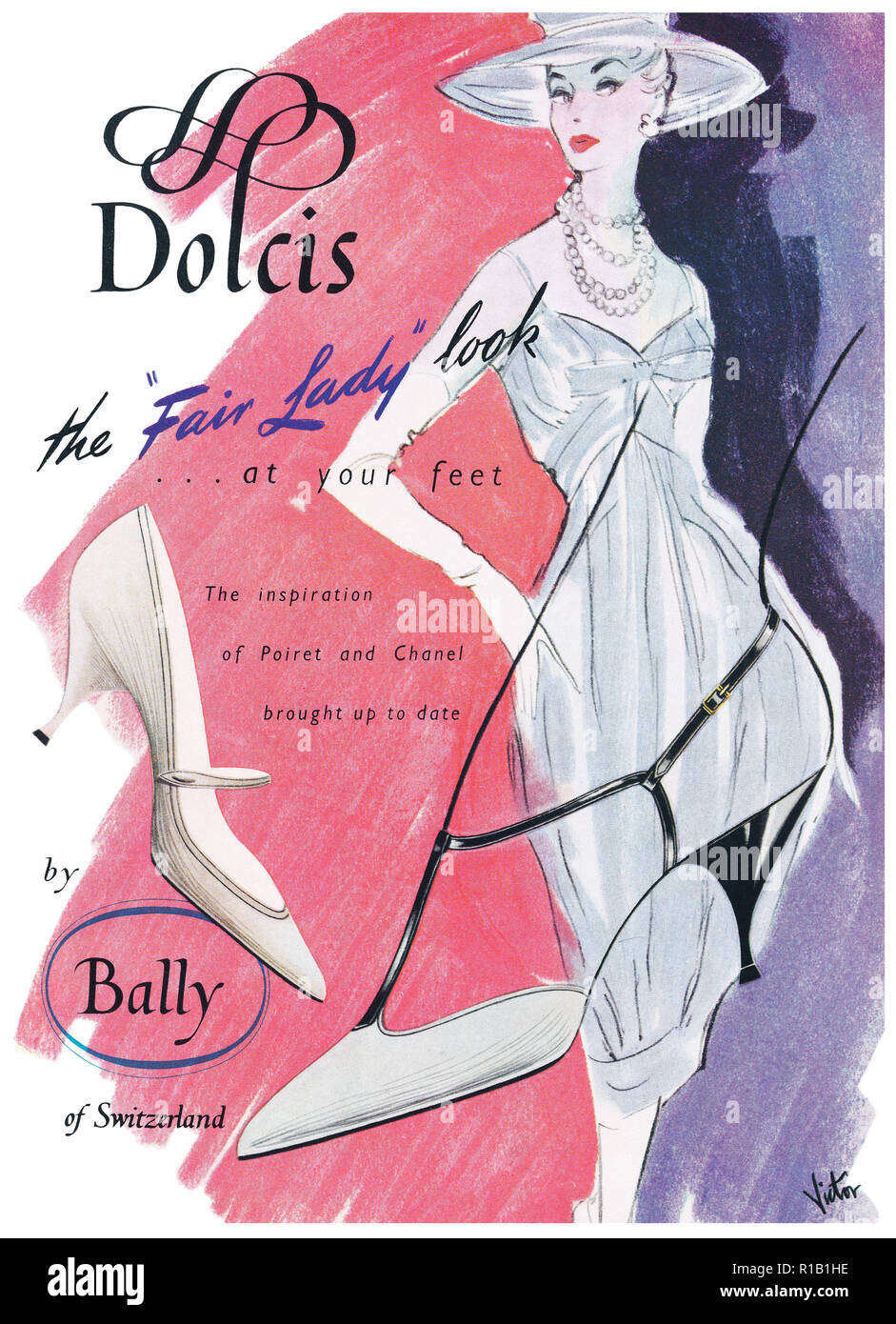 1957 British advertisement for Dolcis Shoes by Bally, illustrated by Victor  Askew Stock Photo - Alamy