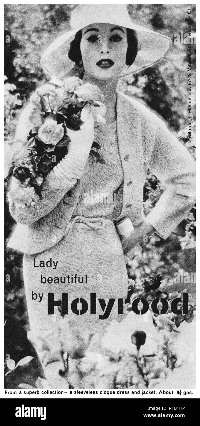 1957 British advertisement for Holyrood fashions. Stock Photo
