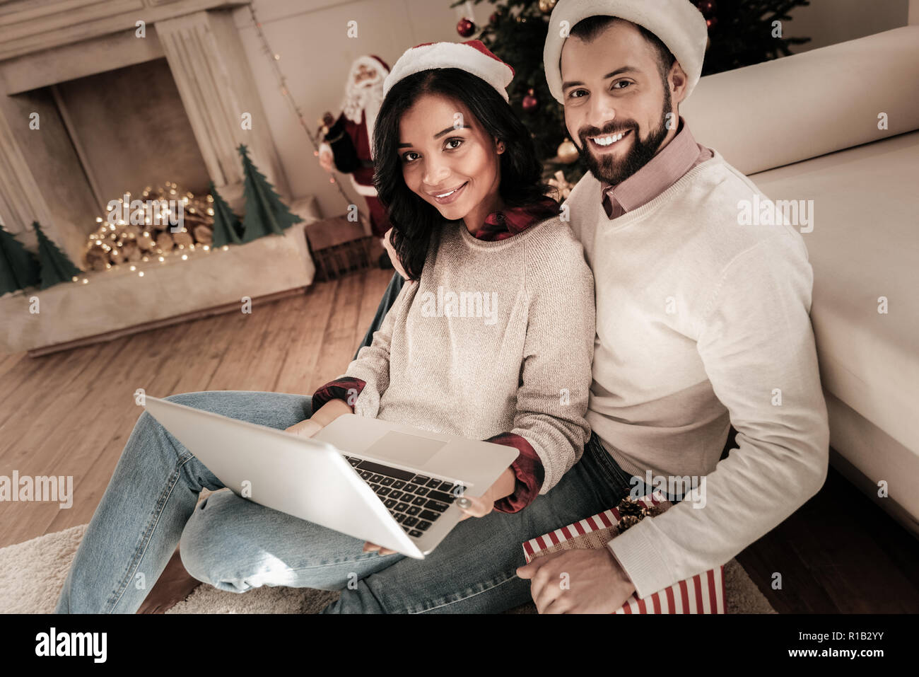 Happy young people posing on camera Stock Photo