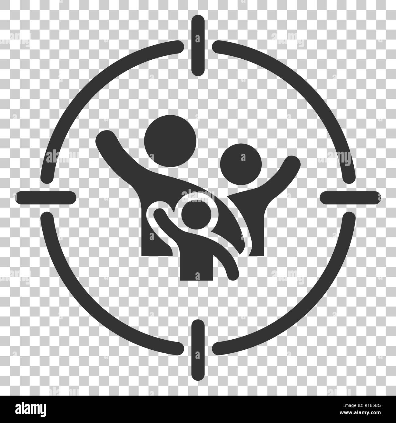 Target audience icon in flat style. Focus on people vector illustration ...