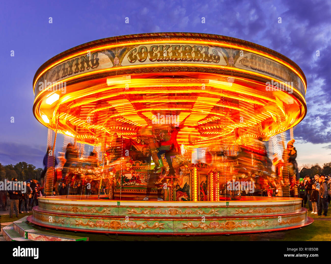 Carousel roundabout, or merry go round at a fun fair. Stock Photo