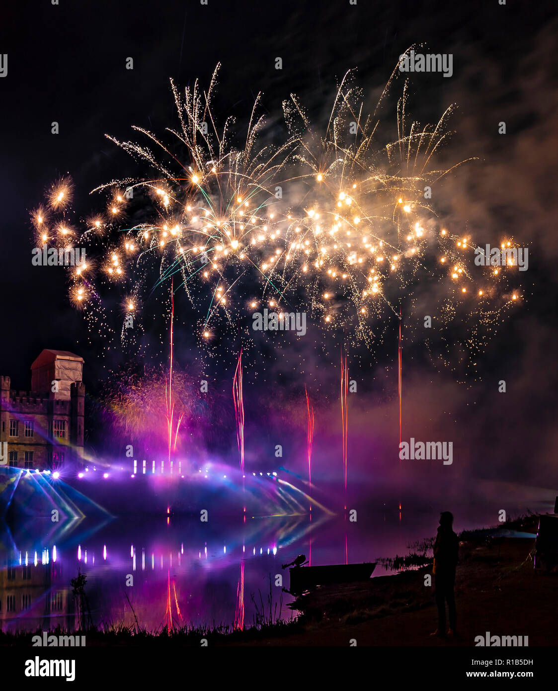 Leeds Castle, Kent, England, UK. The biggest firework display in the