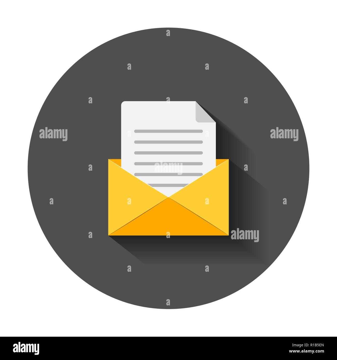 Mail envelope icon in flat style. Email message vector illustration with long shadow. Mailbox e-mail business concept. Stock Vector