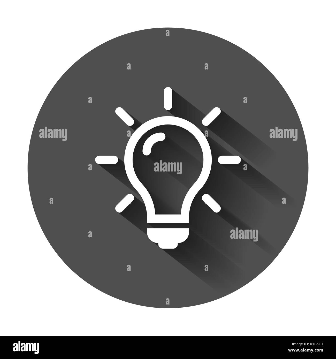 Light bulb icon in flat style. Lightbulb vector illustration with long ...
