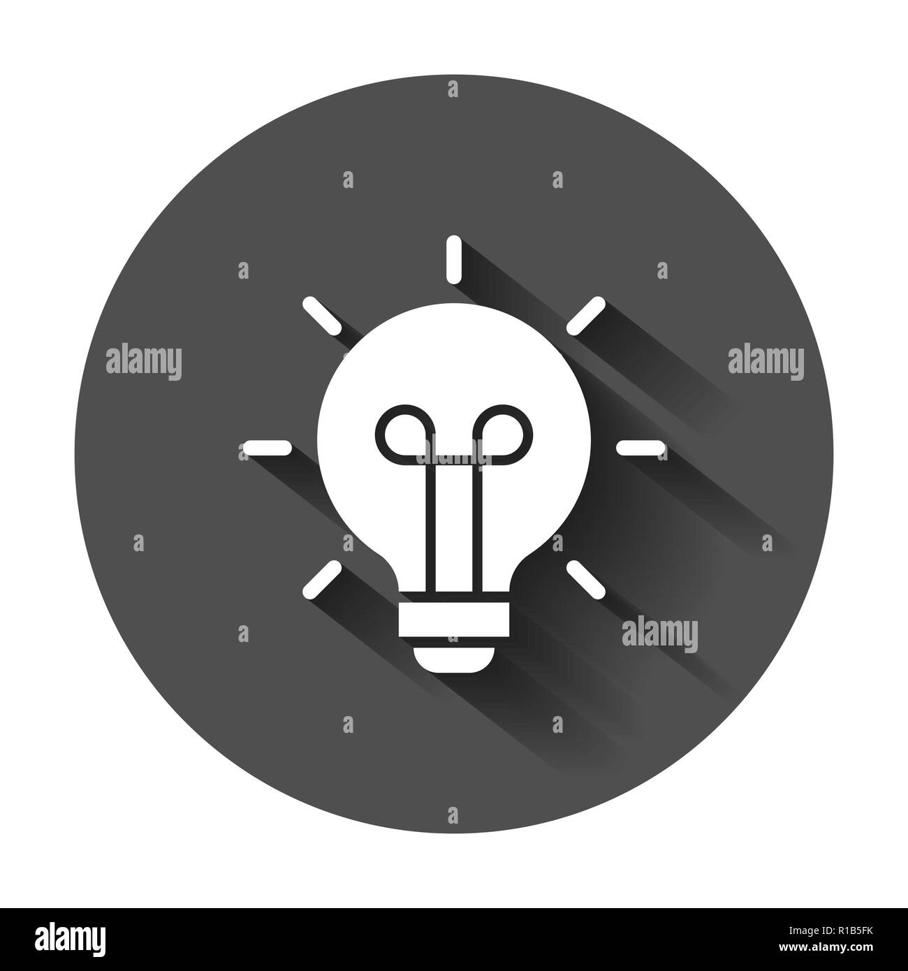 Light bulb icon in flat style. Lightbulb vector illustration with long ...