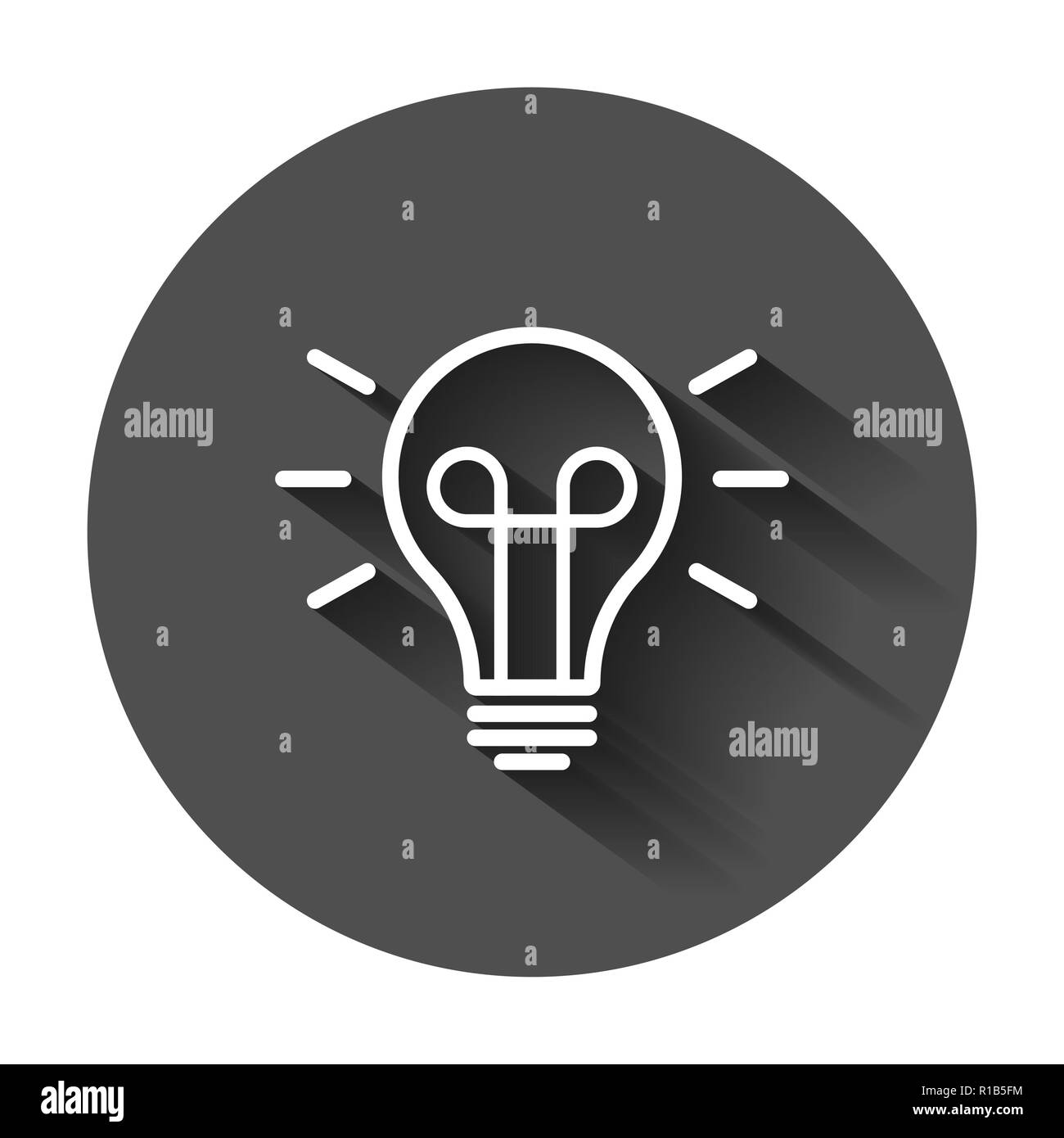 Light bulb icon in flat style. Lightbulb vector illustration with long ...