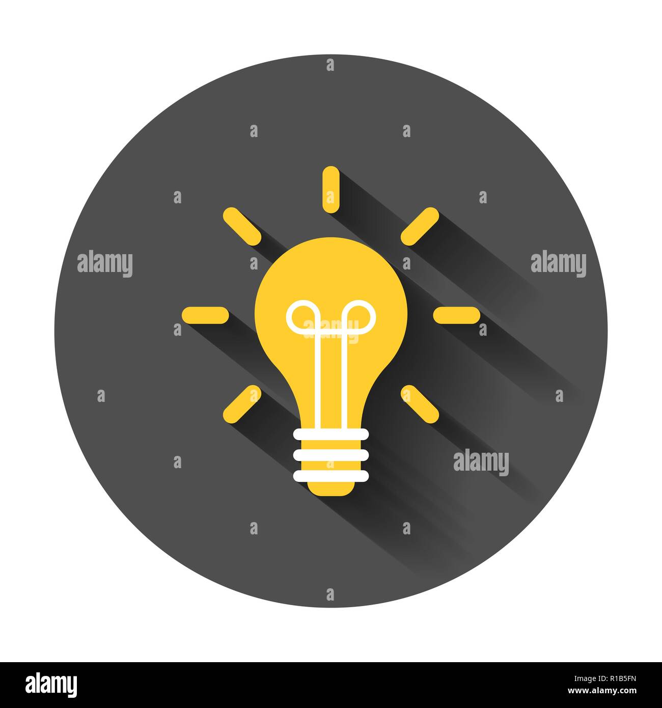 Light bulb icon in flat style. Lightbulb vector illustration with long ...