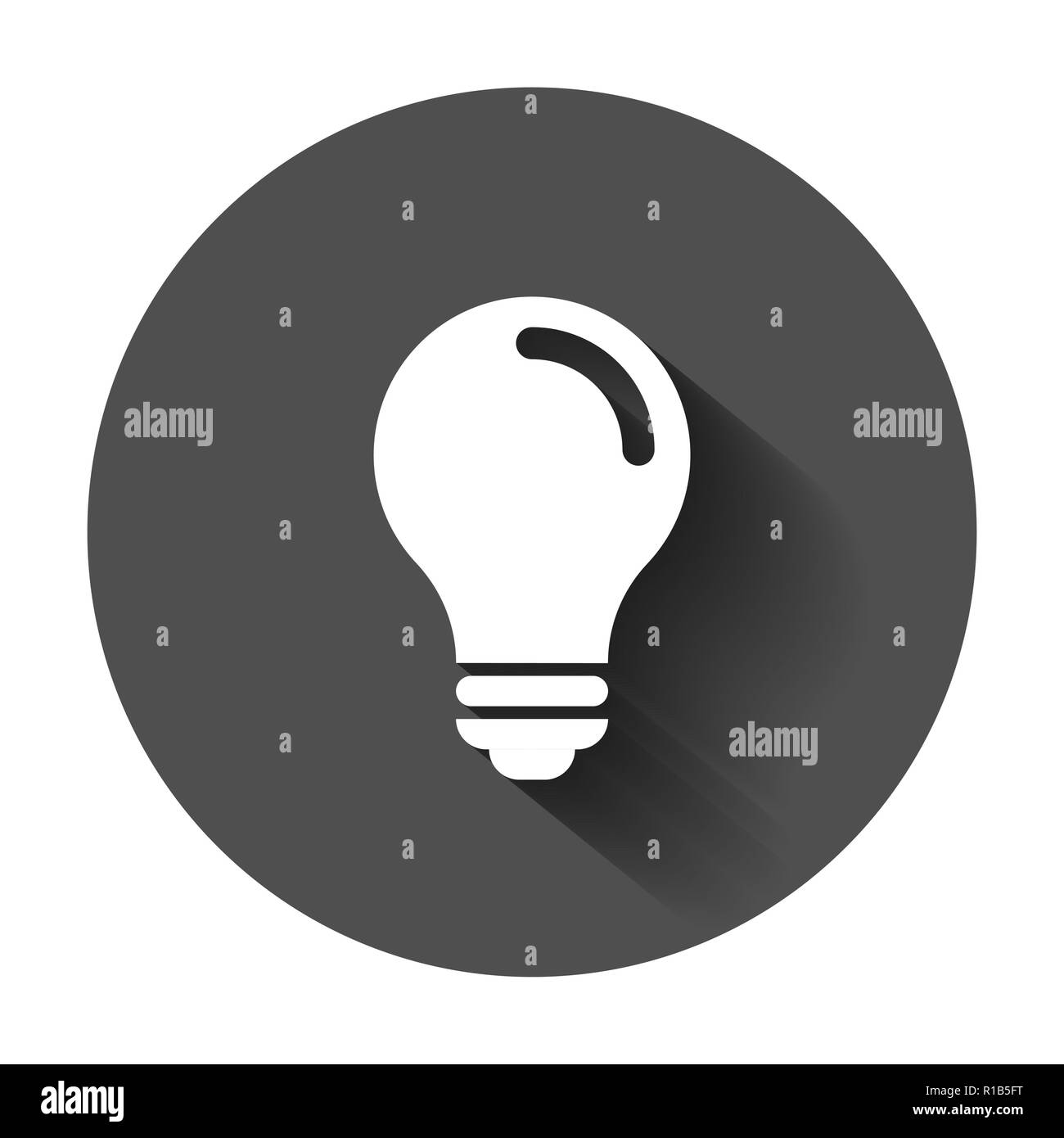 Light bulb icon in flat style. Lightbulb vector illustration with long ...