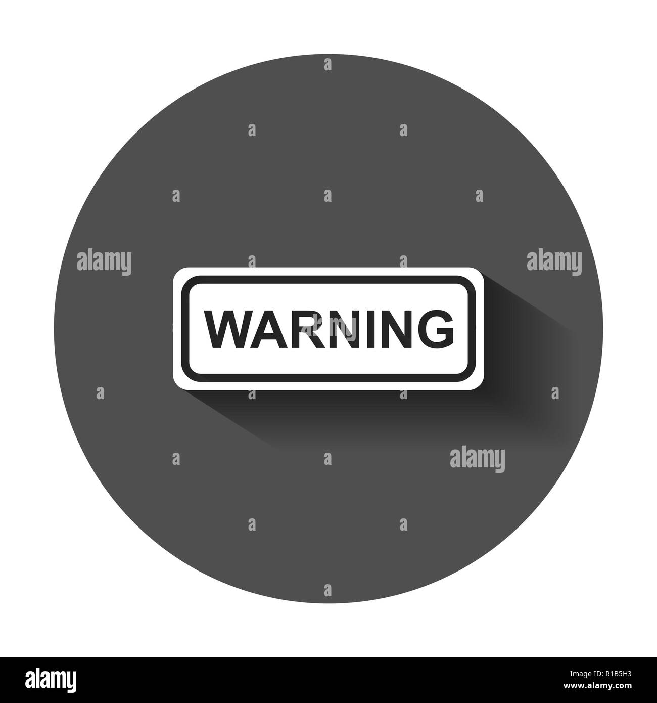 Warning, caution sign icon in flat style. Danger alarm vector illustration with long shadow. Alert risk business concept. Stock Vector