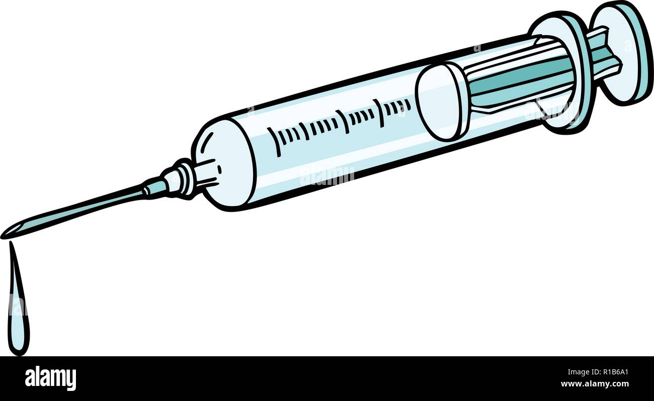syringe isolated on white background. Comic cartoon pop art retro vector illustration drawing Stock Vector