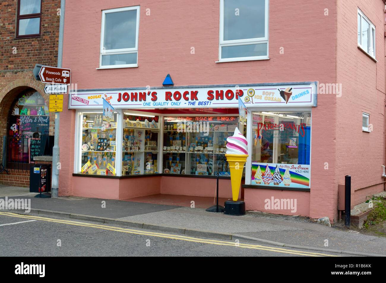 John's Rock Shop at Wells-next-the-Sea, Norfolk, England Stock Photo