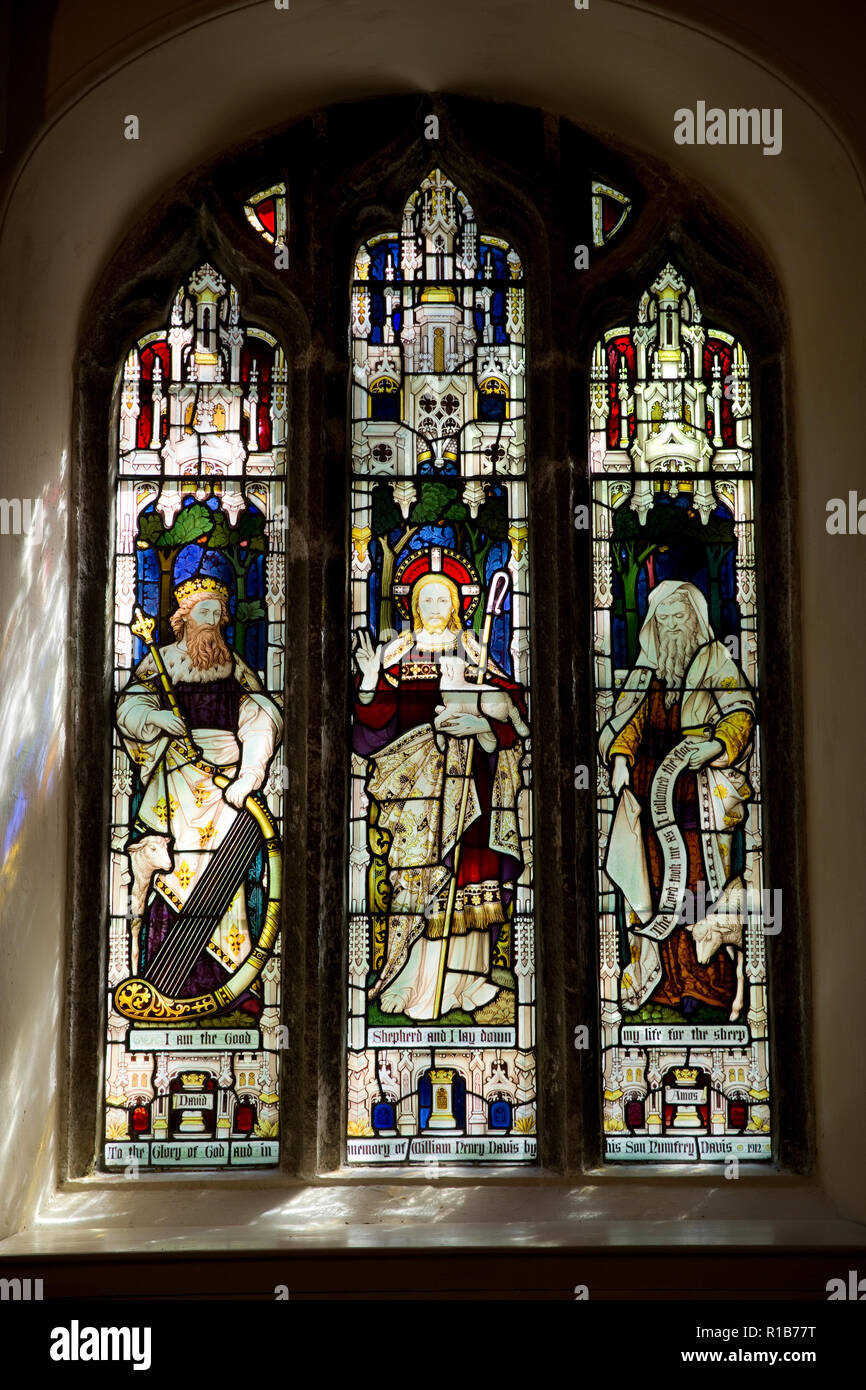 Stained glass window at St Just's Church, waterside off the Fal estuary