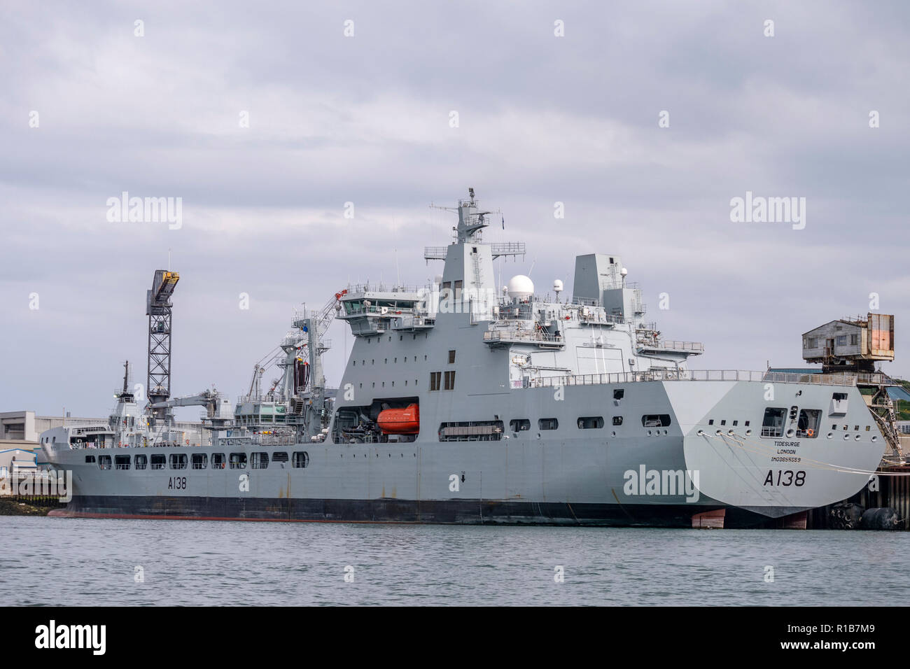 RFA Tidesurge A138 - docked at Falmouth, Cornwall, UK. Stock Photo