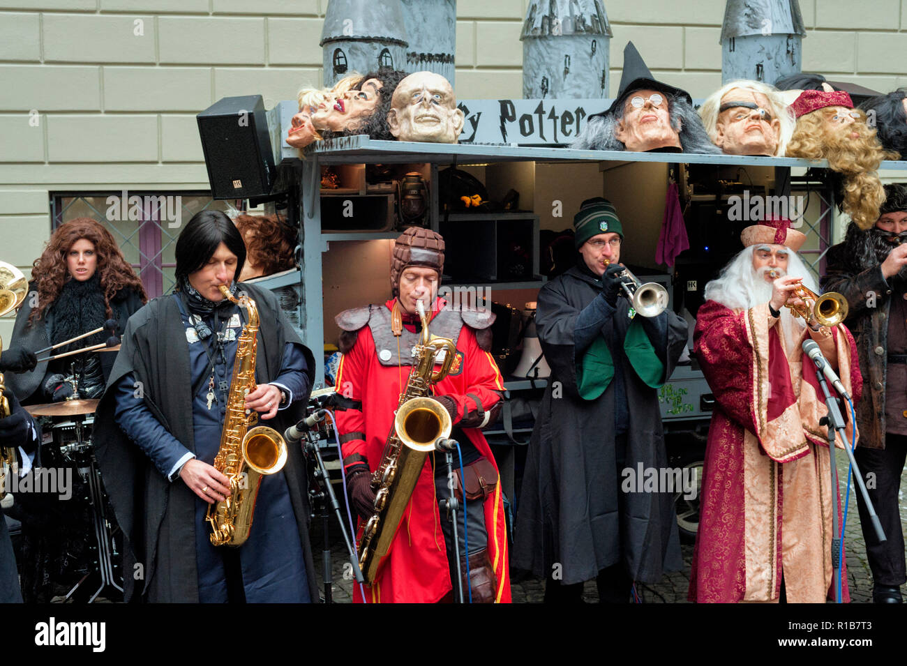 musician dressed with costumes evoking harry potter at Luzern Carnival,  Switzerland Stock Photo - Alamy