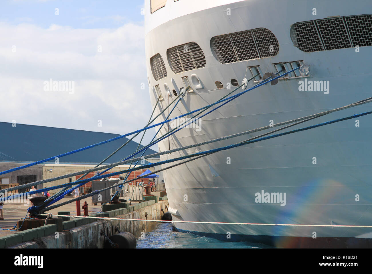 Cruise Ship Tied Up In Port Stock Photo Alamy