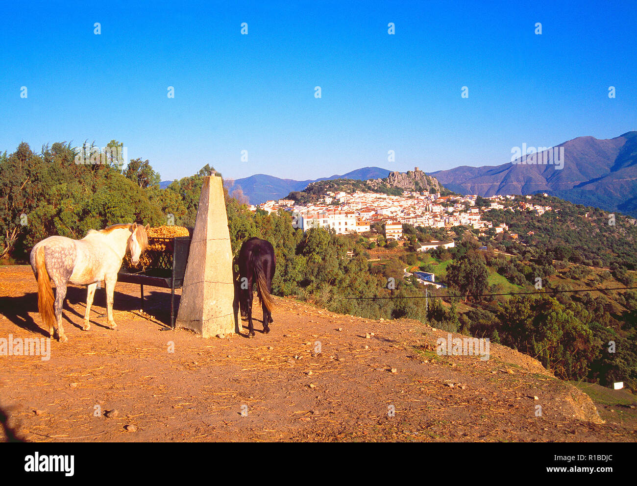 Overview. Gaucin, Malaga province, Andalucia, Spain. Stock Photo