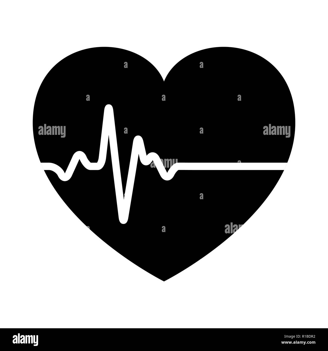 heart and  ECG - EKG signal, Heart Beat pulse line concept design isolated on white background Stock Vector