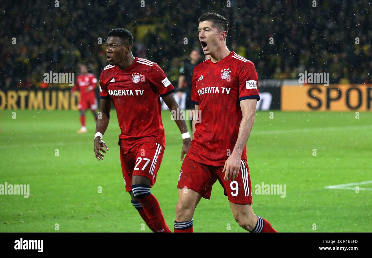 Dortmund, Germany. 10th Nov, 2018. firo: 10.11.2018 Football, Football: 1.  Bundesliga, Season 2018/2019 BVB Borussia Dortmund - FC Bayern Munich  Munich 3: 2 FCB Robert Lewandowski, FCB David Alaba, disappointment,  disappointed, disappointment,