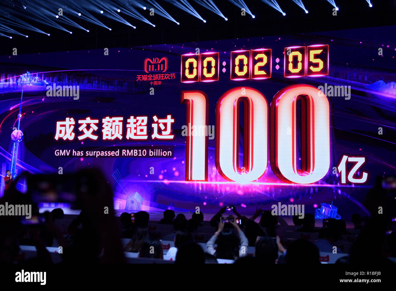 Shanghai Nov 11 11th Nov 2009 A Giant Screen Displays Sales On Alibaba S Online Marketplace Tmall For Singles Day Shopping Spree In Shanghai East China Nov 11 2018 China S Singles Day Sales