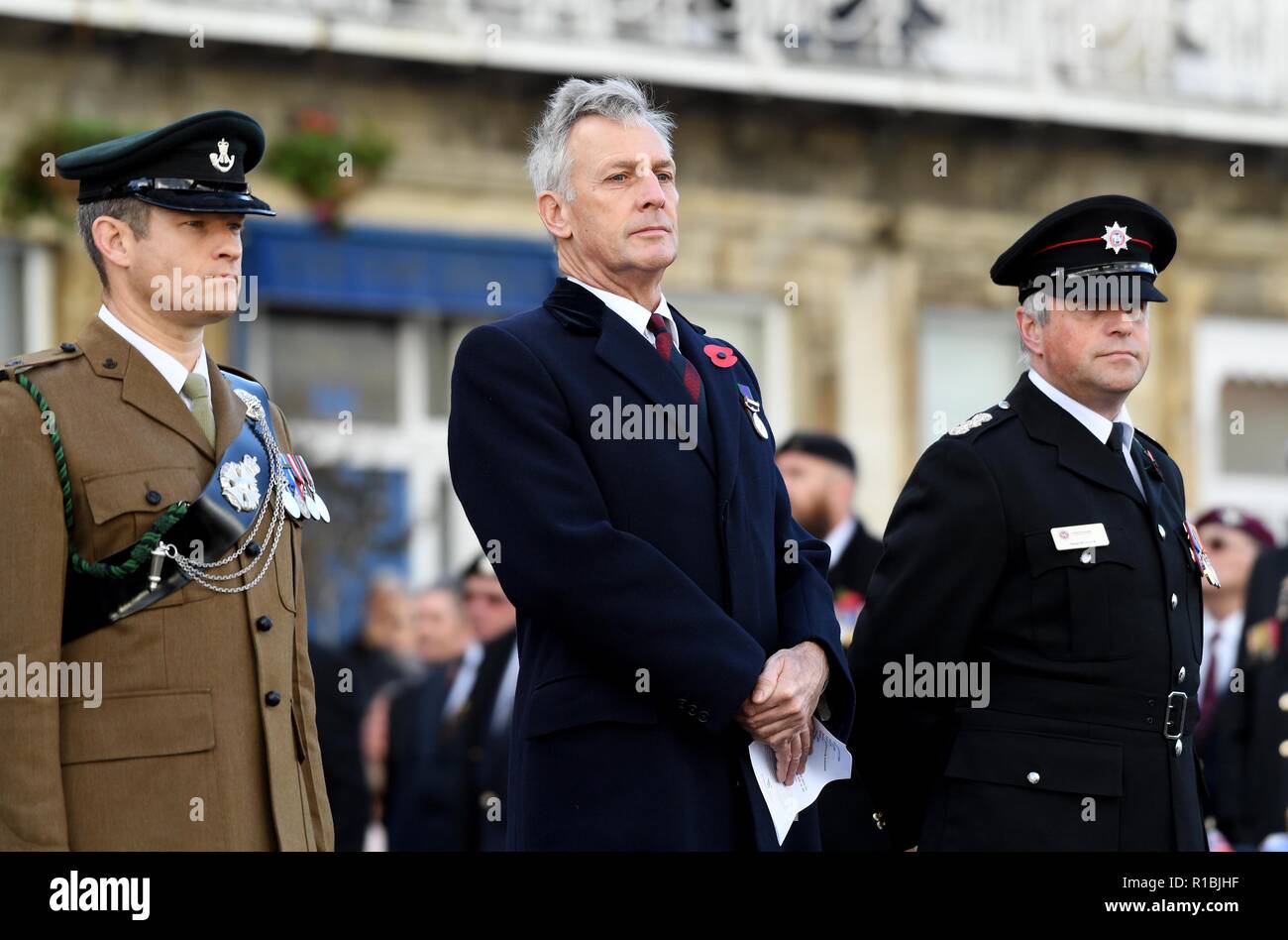 Weymouth, Dorset, UK. 11th Nov, 2018. Remembrance Sunday service and parade in Weymouth, Dorset, UK. Richard Drax MP Credit: Finnbarr Webster/Alamy Live News Stock Photo