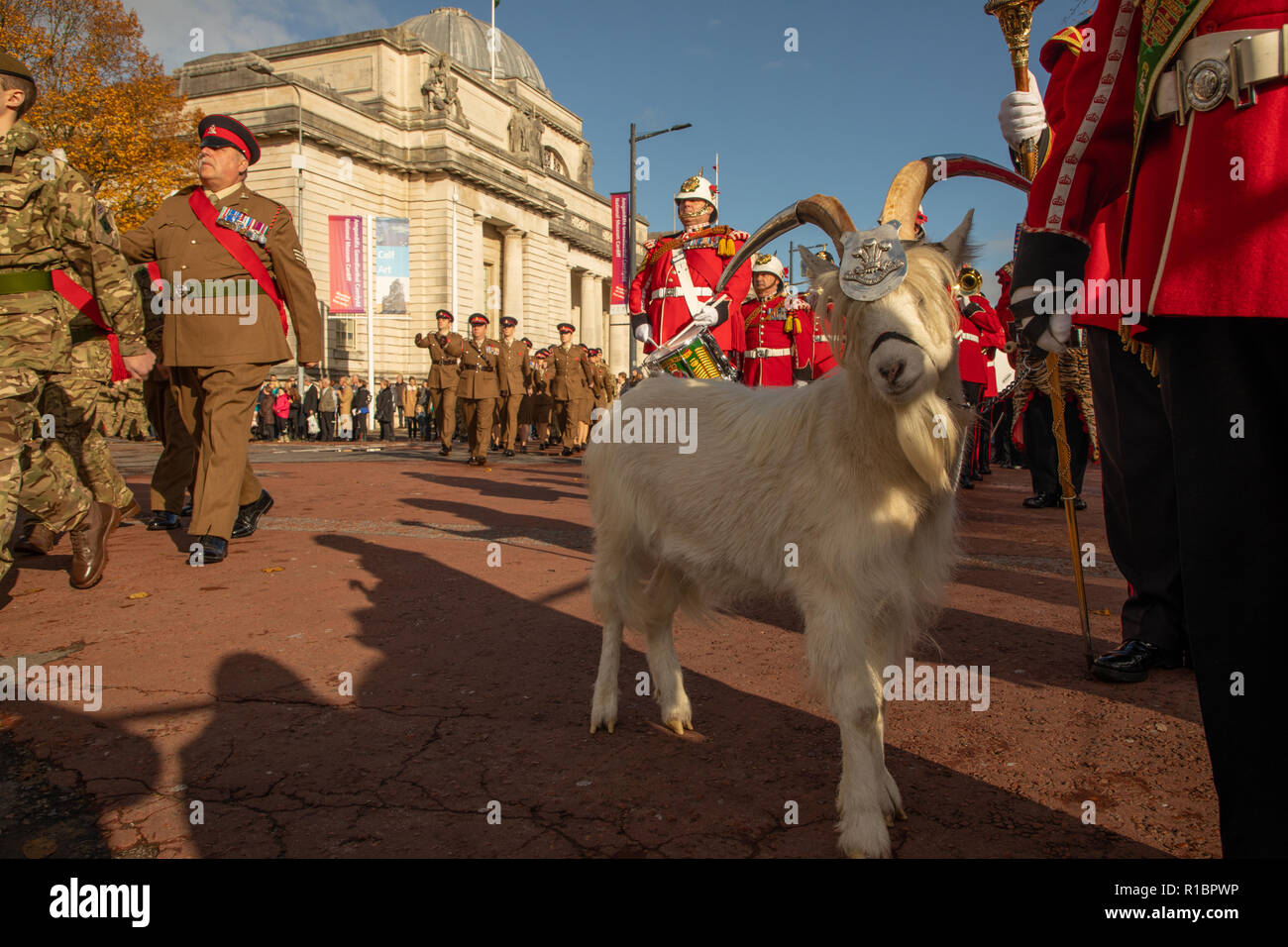 Cardiff, UK. 11th November 2018. Remembrance Sunday, Centenary Armistice Day Commemorations at the Welsh National War Memorial in Cardiff. Credit Haydn Denman/Alamy Live News Stock Photo