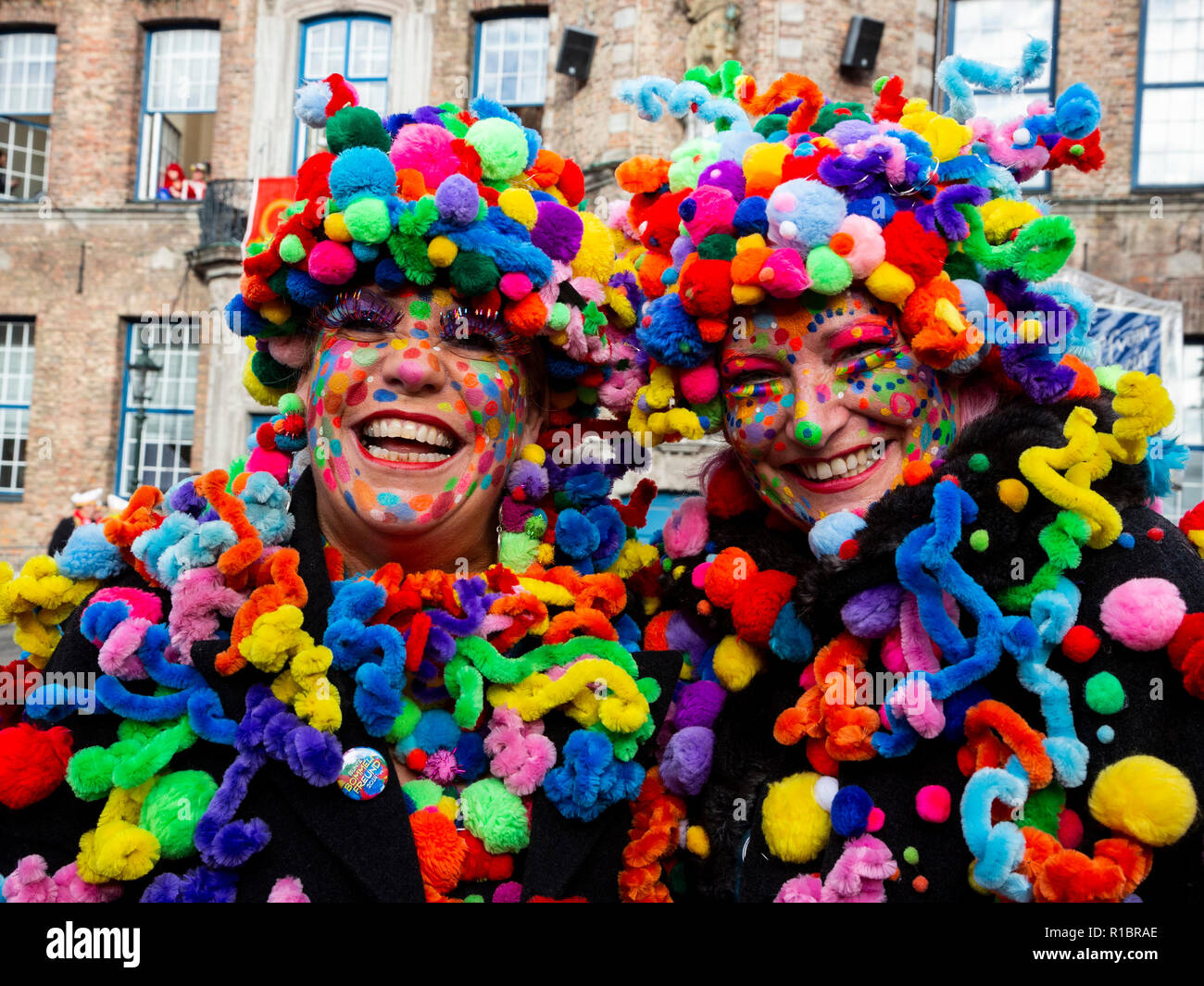 Düsseldorf, Germany. 11 November 2018. The most colourful costums on display. The German carnival season traditionally starts at 11 minutes past 11 o'clock on 11 November which today coincided with the centenary of Armistice Day, the end of World War I. Photo: 51North/Alamy Live News Stock Photo