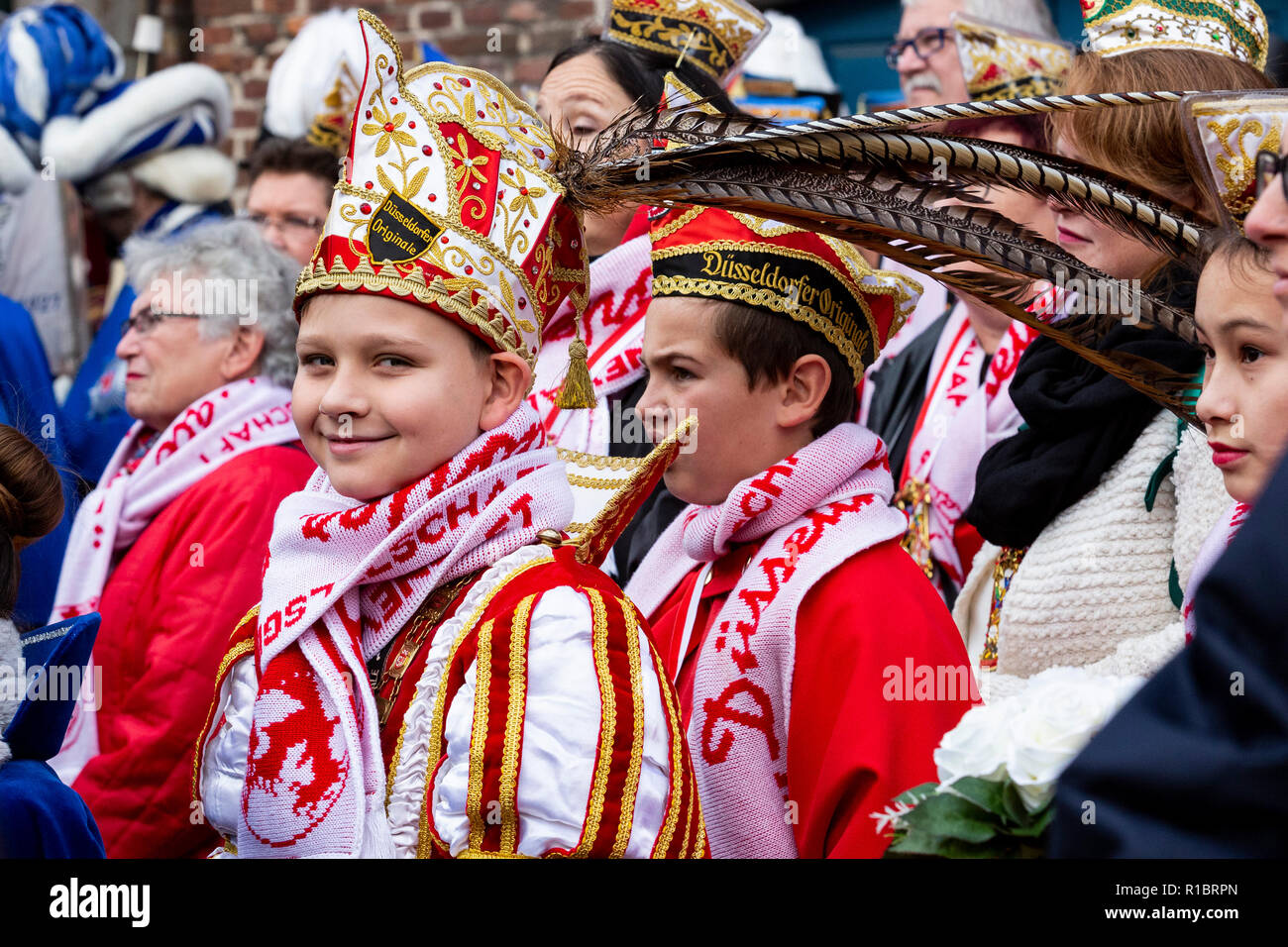 Düsseldorf, Germany. 11 November 2018. The German carnival season traditionally starts at 11 minutes past 11 o'clock on 11 November which today coincided with the centenary of Armistice Day, the end of World War I. Photo: 51North/Alamy Live News Stock Photo