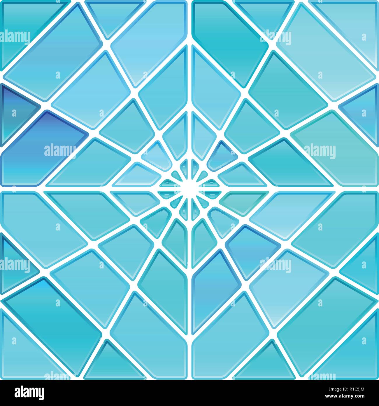 abstract vector stained-glass mosaic background - light blue rhombus ...