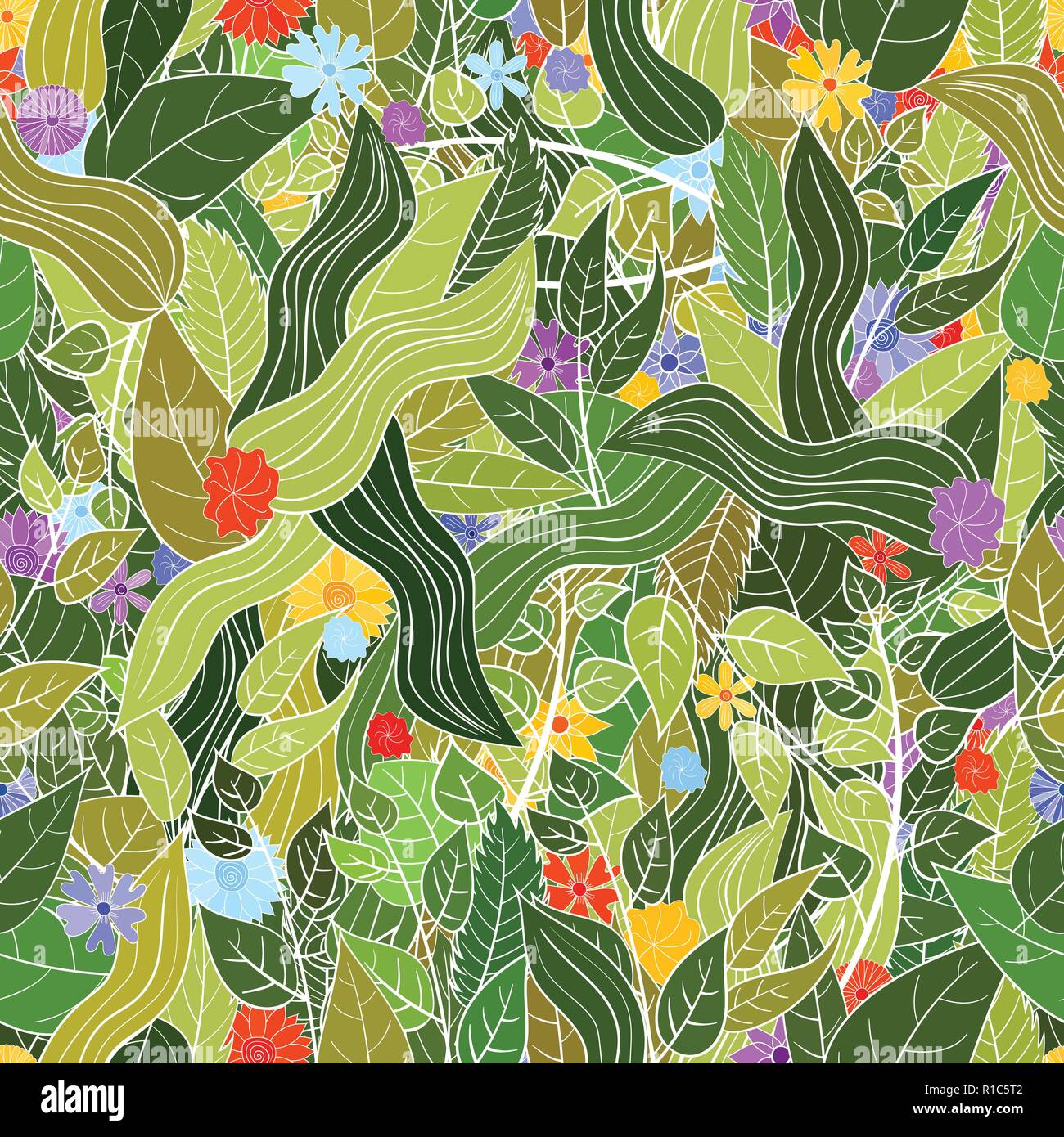 hand drawn vector floral seamless pattern Stock Vector Image & Art - Alamy