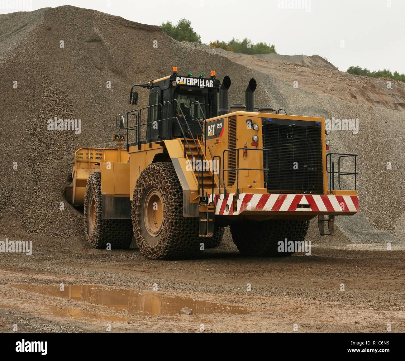 A Caterpillar Wheeled loading shovel working in a quarry in