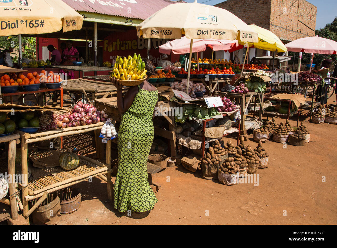 A fruit market in Uganda Stock Photo