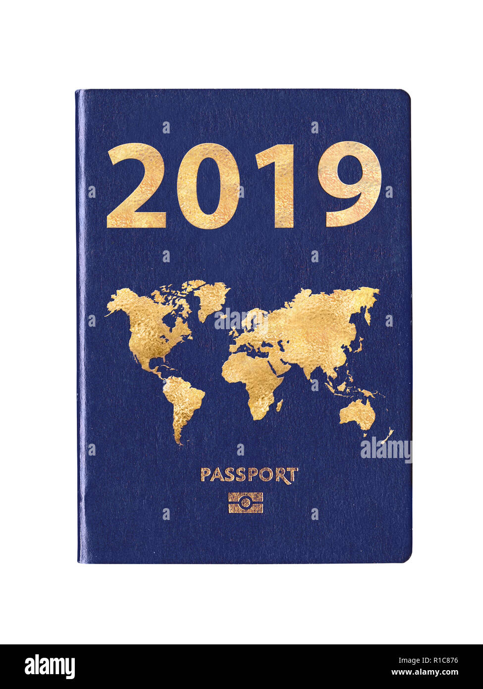 Passport 2019 with a world map on the cover, concept Stock Photo
