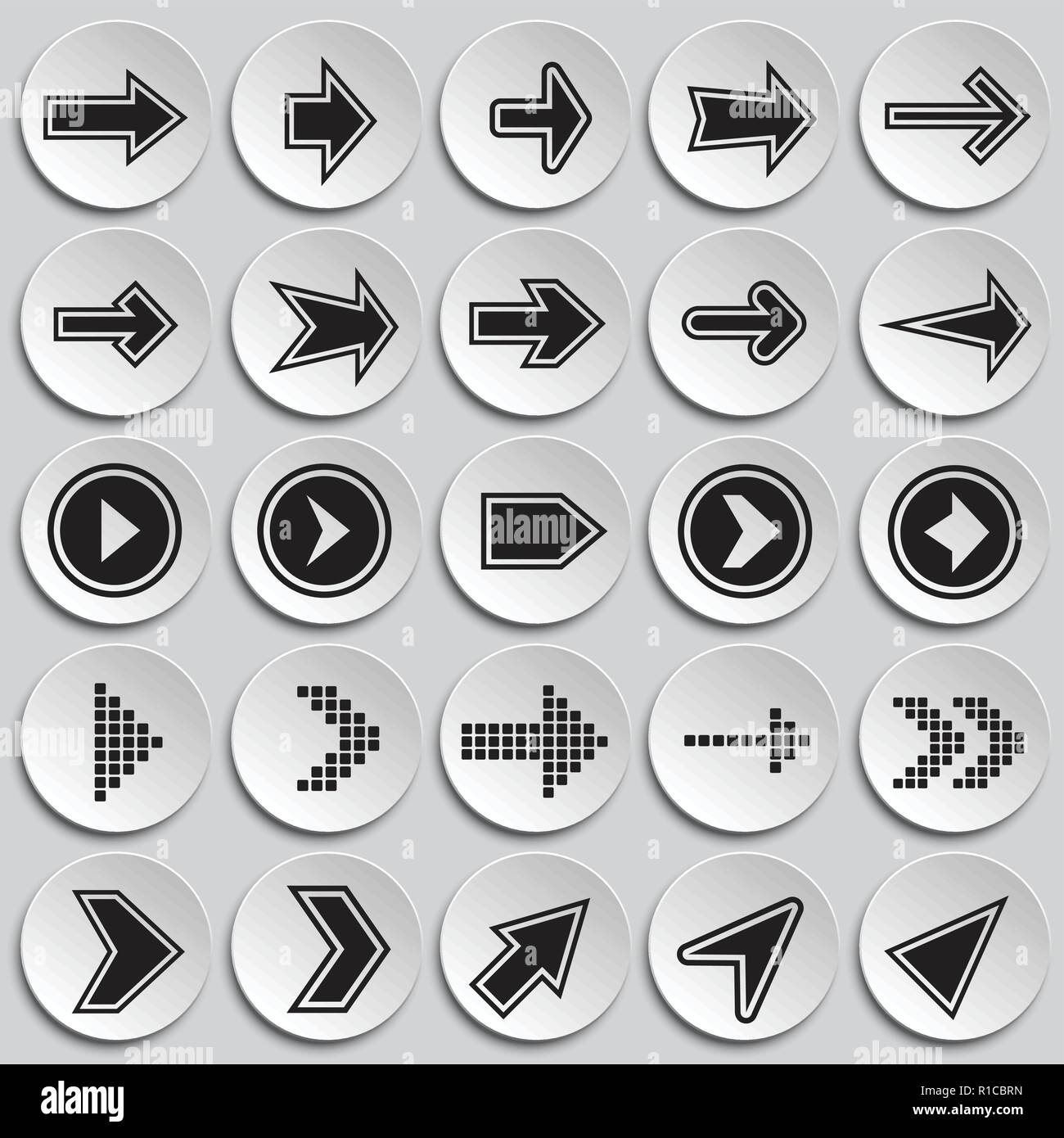 Arrows icons set with outline on plates background Stock Vector Image ...