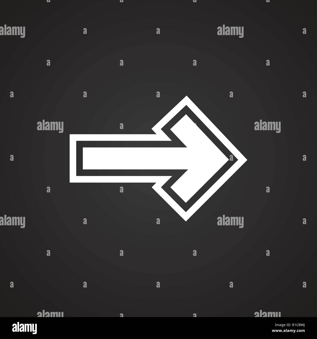 Arrow with outline on black background Stock Vector