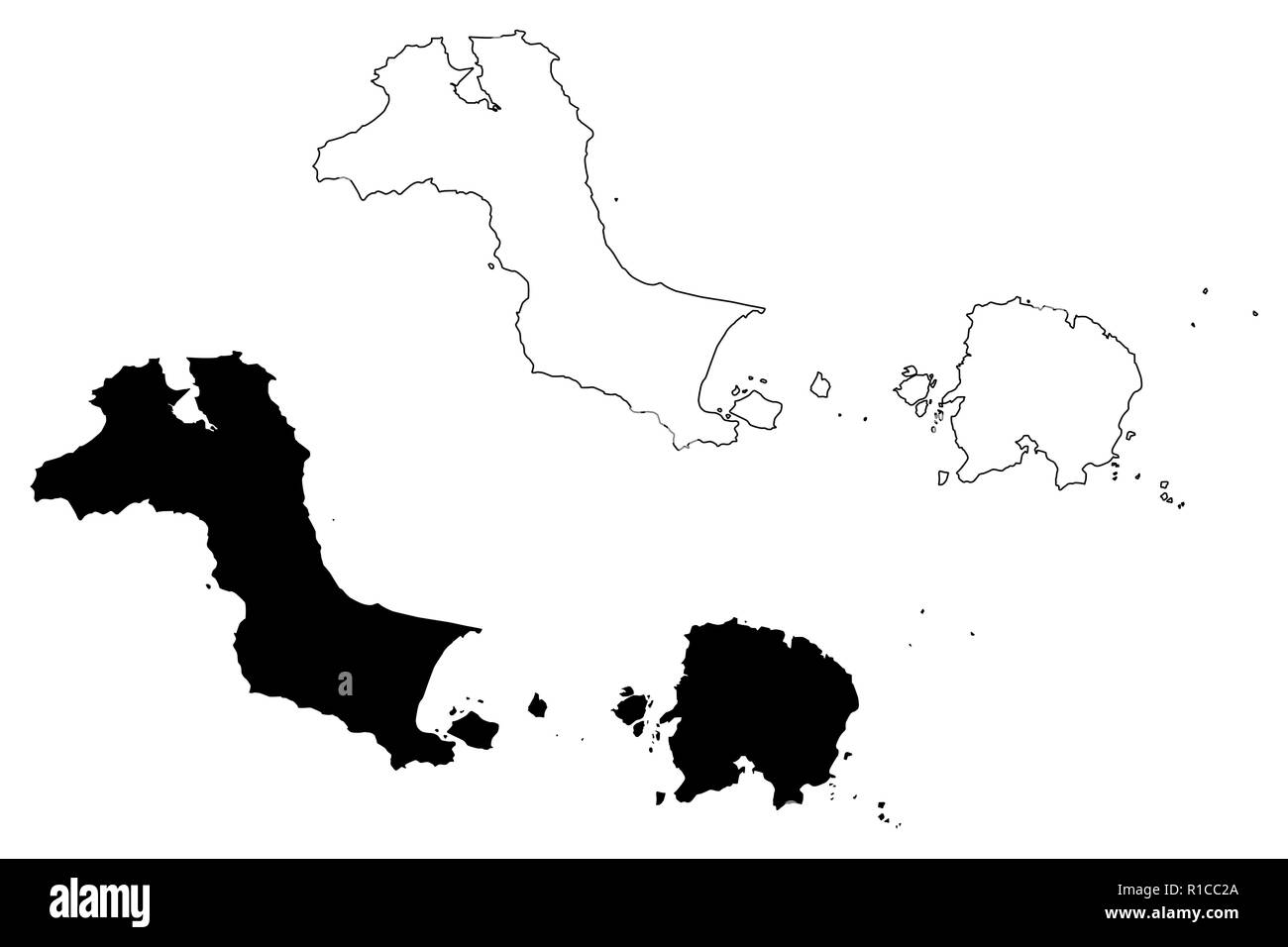 Bangka Belitung Islands (Subdivisions of Indonesia, Provinces of Indonesia) map vector illustration, scribble sketch Kepulauan Bangka Belitung map Stock Vector