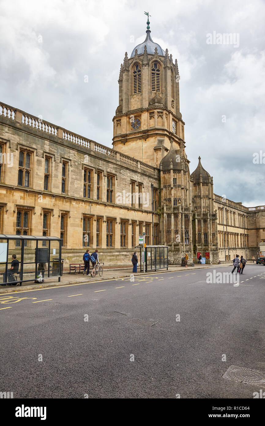 OXFORD, ENGLAND - MAY 15, 2009: Tom Tower and Tom Quad. View from the St. Aldate's street. Oxford University. England Stock Photo