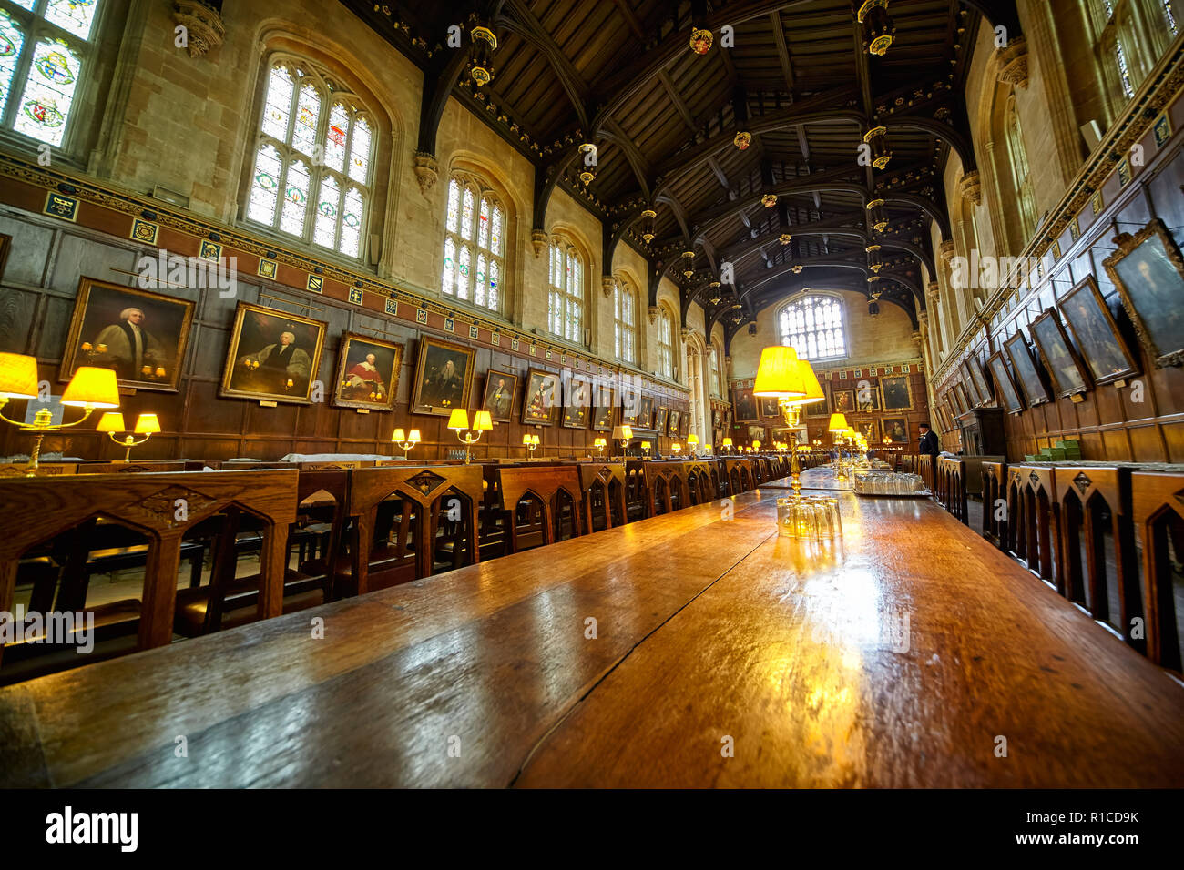 OXFORD, ENGLAND – MAY 15, 2009: The interior of the Dining Hall (Ante-Hall) of Christ Church. Oxford University. England Stock Photo