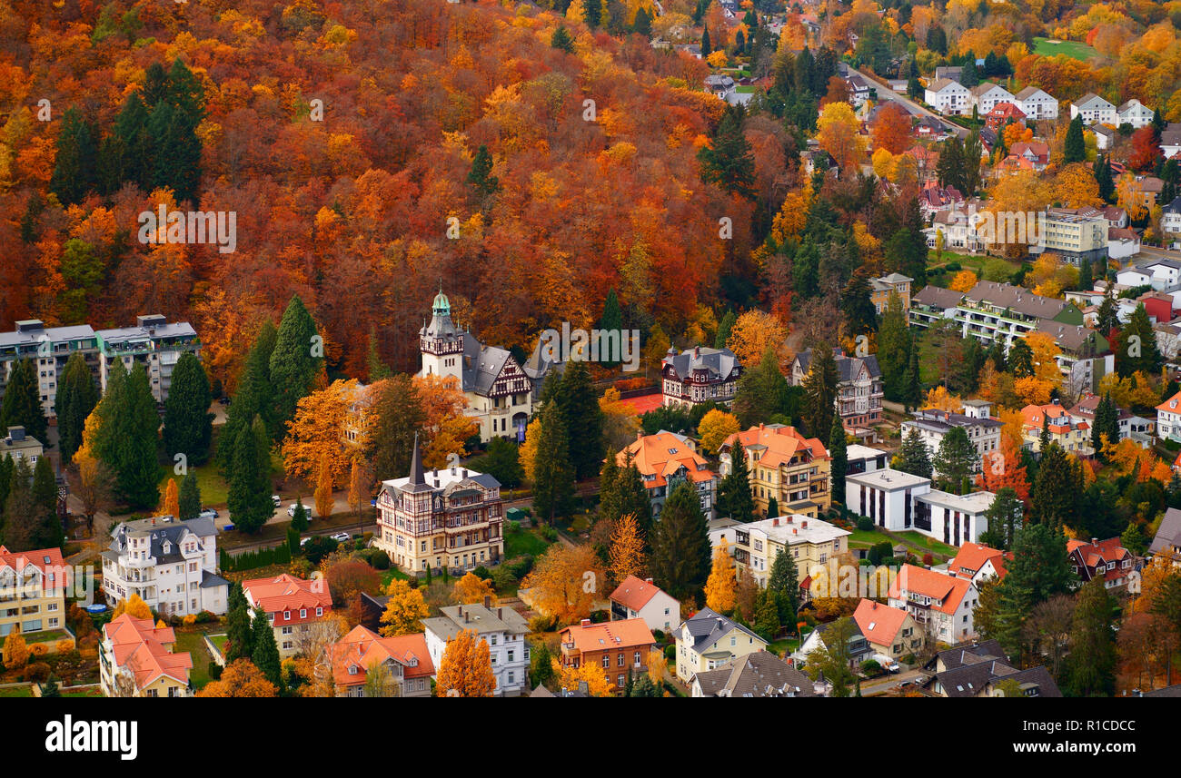 BAD HARZBURG, LOWER SAXONY, GERMANY - NOVEMBER 10, 2018: Autumnal townscape of Bad Harzburg, a spa and health resort in the Harz mountains, Germany. Stock Photo