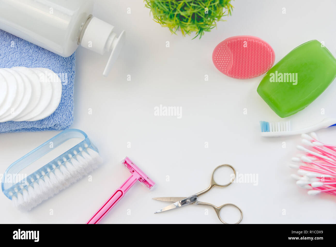 the feminine hygiene products on white background. health and beauty