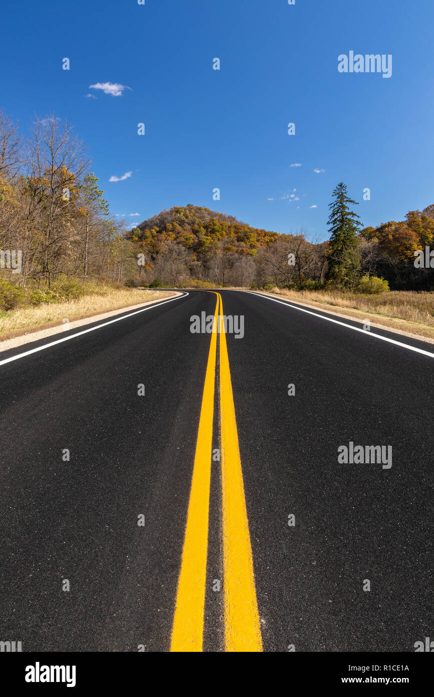 Scenic Highway Landscape In Autumn Stock Photo